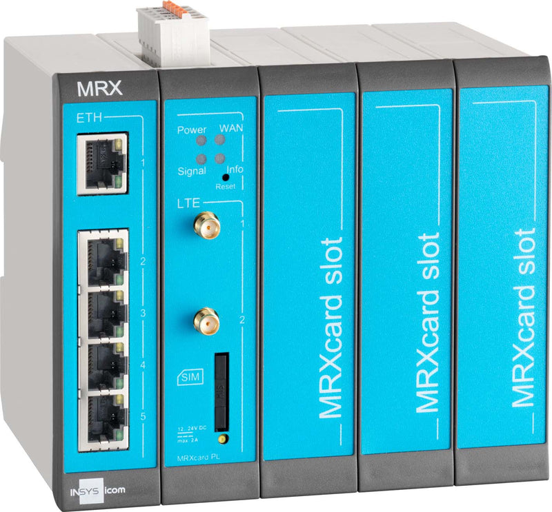 INSYS MRX5 LTE-Router – 5-Port-Switch, DIN-Schiene montierbar