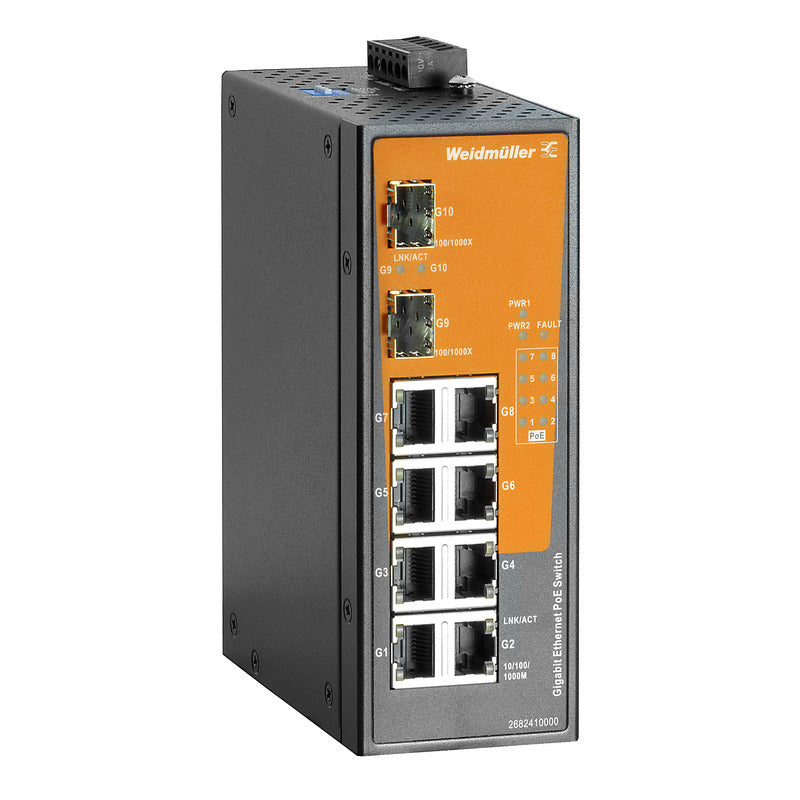 Weidmüller Ethernet Switch – 10 Ports, PoE-fähig