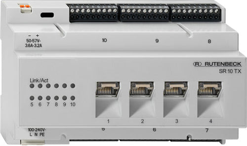 Rutenbeck Gigabit-Switch – 10 Anschlüsse, PoE+ für DIN-Schiene