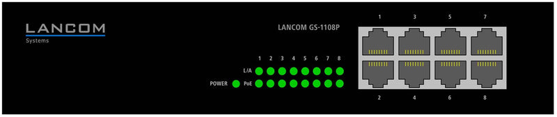 Lancom 8-Port Gigabit Switch – Für kleine Büros, mit PoE+