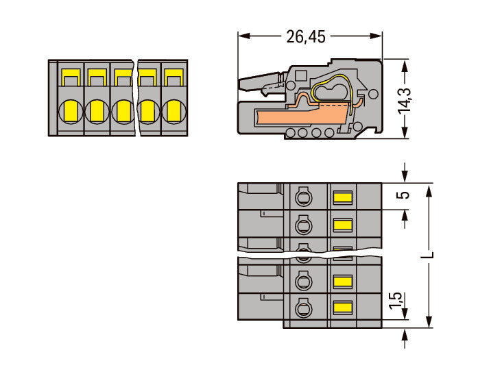 WAGO Buchsengehäuse-Kabel – 8-polig, 5 mm Rastermaß