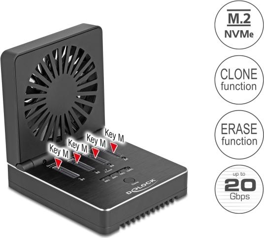 Delock SSD-Dockingstation – 4x M.2 NVMe, USB-Anschluss