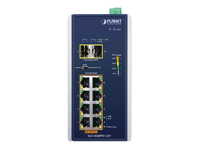 PLANET Industrial 8-Port Switch – PoE+ für einfache Netzwerke