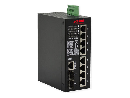 ROLINE Gigabit Ethernet Switch – 8 PoE+ Ports, DIN-Schiene montierbar