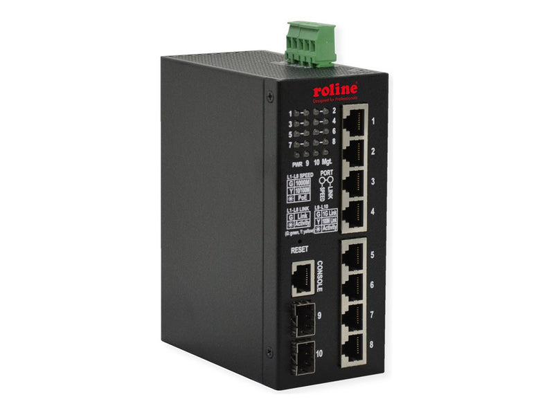 ROLINE Gigabit Ethernet Switch – 8 PoE+ Ports, DIN-Schiene montierbar