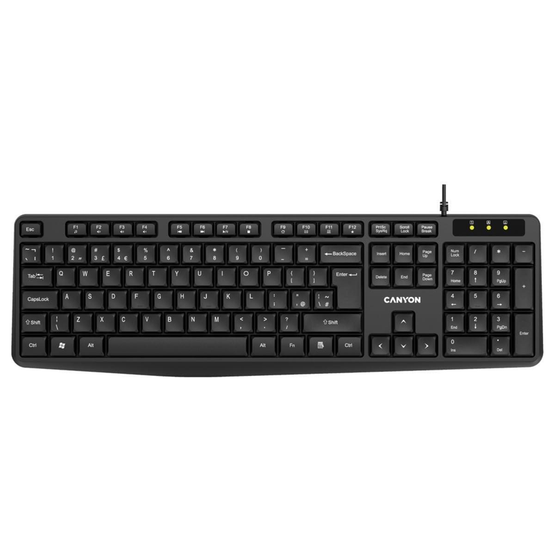 CANYON Kabelgebundenes Keyboard – Spritzwassergeschützt, USB-Anschluss