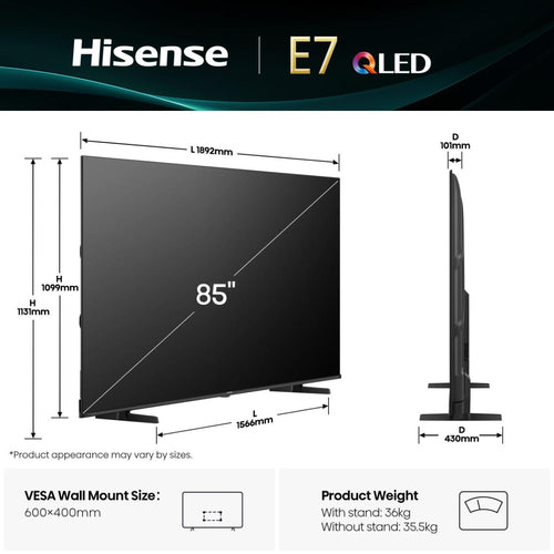 Hisense 85" 4K Smart-TV – Großes Bild, Streaming-Apps
