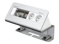 Kindermann Tischanschlussfeld – 4-fach, 2x Strom, Alu-Design