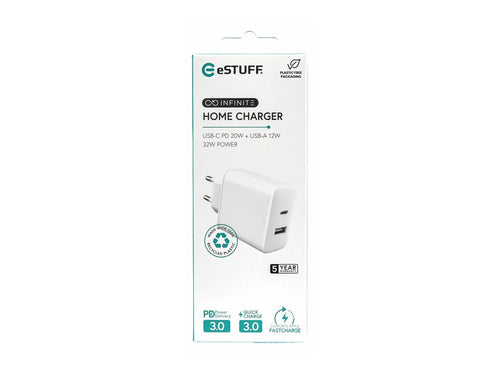 eSTUFF USB-Ladegerät – 32W, 2 Anschlüsse für Handy & Tablet