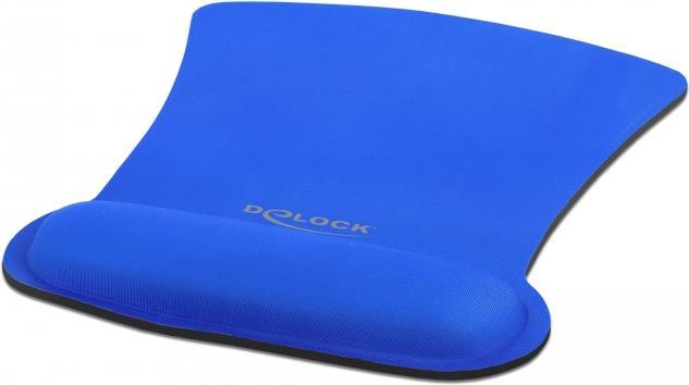 DELOCK Mauspad – Ergonomisch mit Handballenauflage, Blau