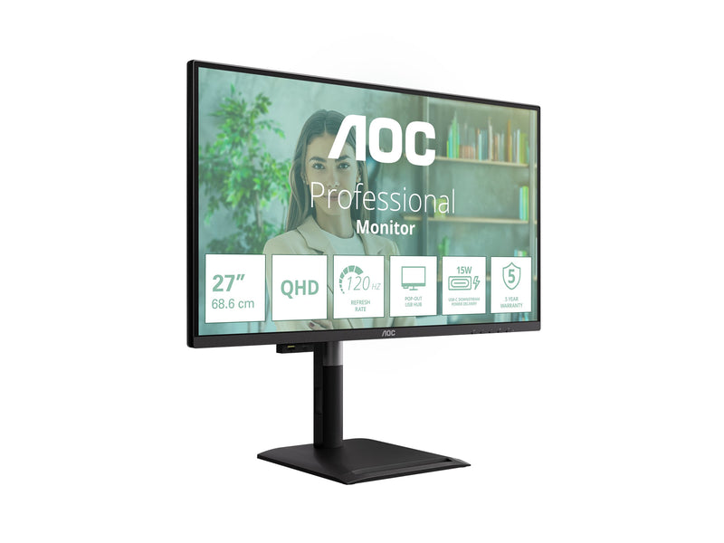 AOC 27" Monitor – QHD-Auflösung, USB-C Anschluss