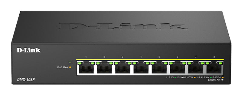 D-Link 8-Port Netzwerk-Switch – Multi-Gigabit, PoE+ Unterstützung