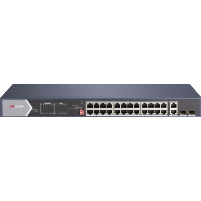 Hikvision 28-Port PoE Switch – Gigabit Ethernet, Rackmontage