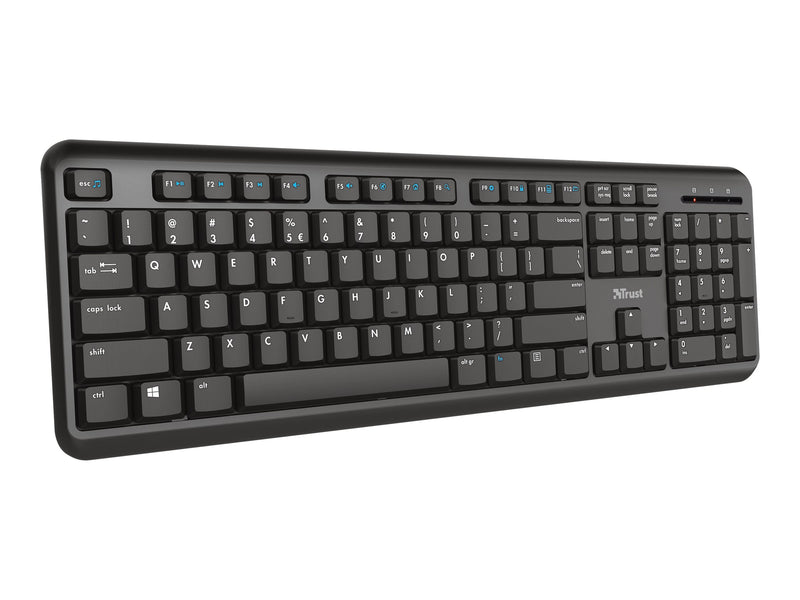 Trust Kabellose Tastatur – Spritzwasserschutz, USB-Empfänger