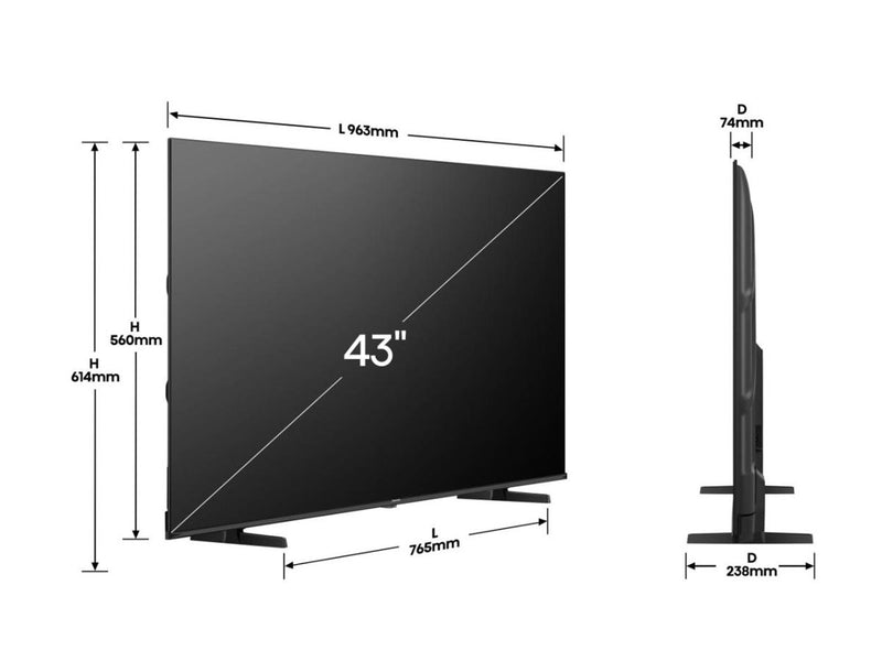 Hisense 43" Smart-TV – 4K UHD, lebendige Farben