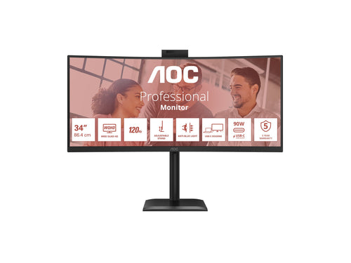 AOC 34" Curved Monitor – UltraWide 2K, HDR10, Lautsprecher