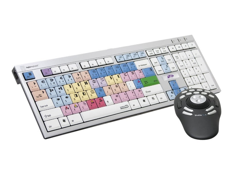 LOGIC-KEYBOARD Slimline Tastatur – Farbcodierte Tasten, USB-Hub