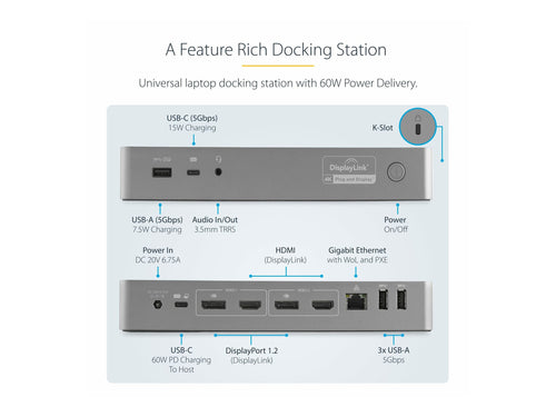 Startech.com Laptop-Dockingstation – Dual 4K, USB-C & USB 3.0