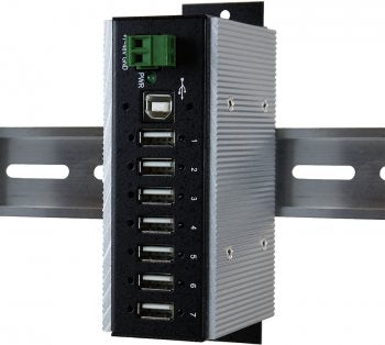 Exsys USB-Hub 7-Port – Schutz vor Überspannung, DIN-Schienen-Montage