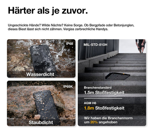 AGM Outdoor-Smartphone – Robust, Dual-SIM, 256 GB Speicher