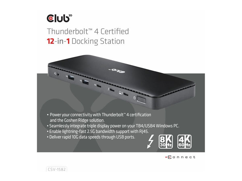 Club3D Dockingstation – 12 Anschlüsse, 8K-Video