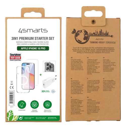 4SMARTS 3in1 Starter Set – Schutz für iPhone 16 Pro