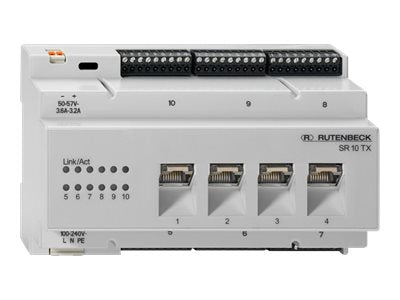 Rutenbeck Gigabit-Switch – 10 Anschlüsse, PoE+ für DIN-Schiene