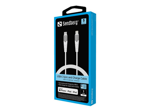 SANDBERG Lightning-Kabel – Für iPad/iPhone, 1 m Länge