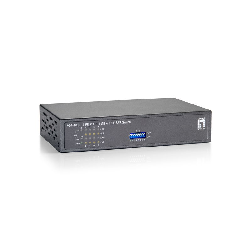 LevelOne Netzwerk-Switch – 8 PoE-Ports, Gigabit-Verbindung