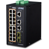 Planet Technology 16-Port PoE Switch – Gigabit, für DIN-Schiene