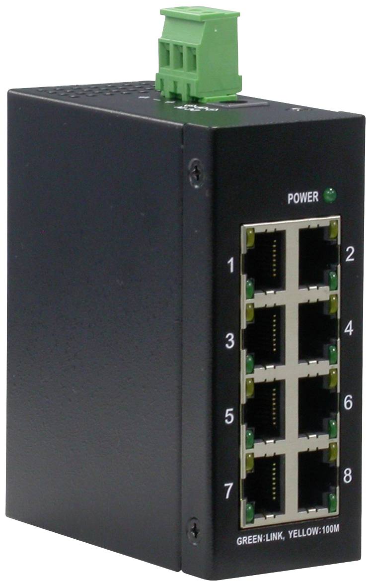 Roline Fast Ethernet Switch – 8 Ports, für DIN-Schiene
