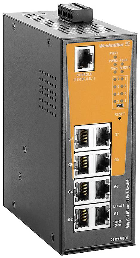 Weidmüller Ethernet Switch – 8 Ports, PoE-Unterstützung