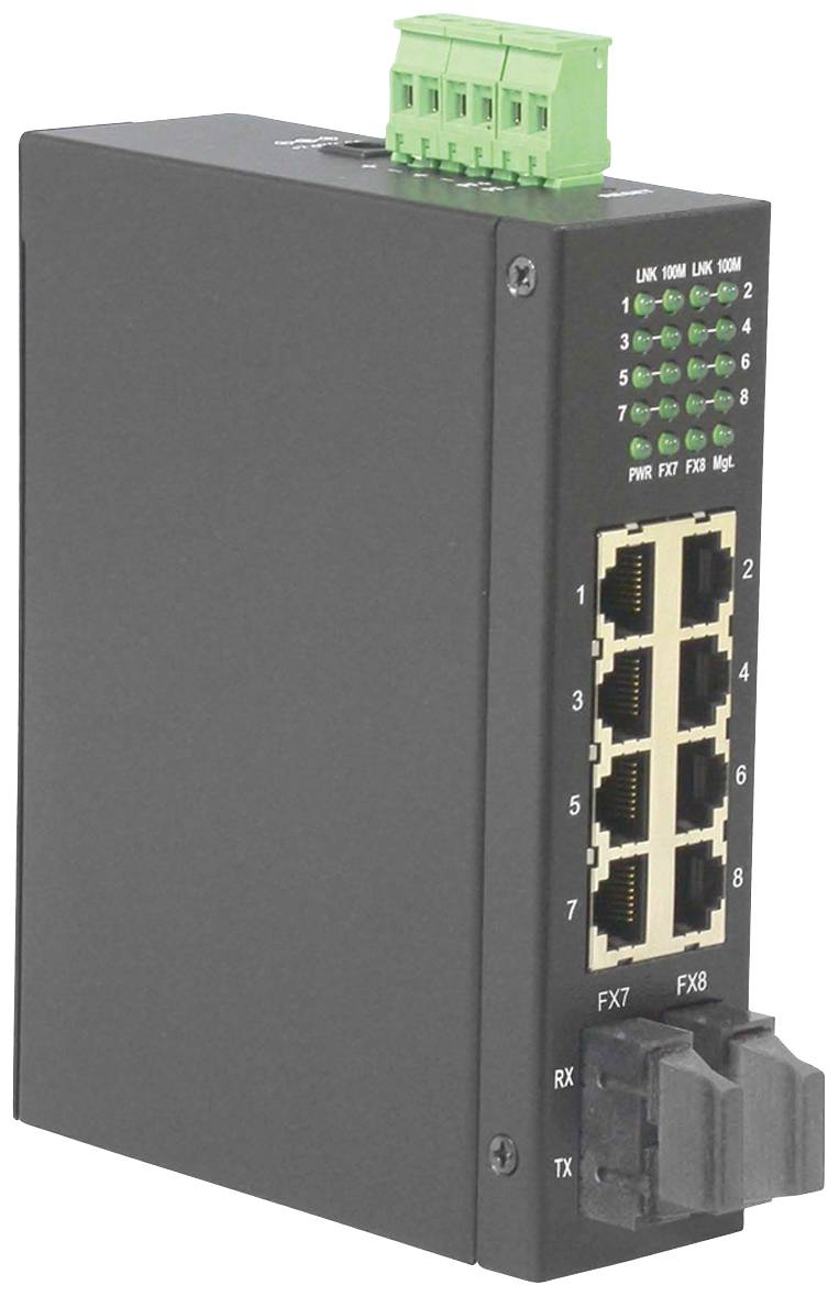 ROLINE Industrie-Switch – 8 Anschlüsse, DIN-Schiene montierbar