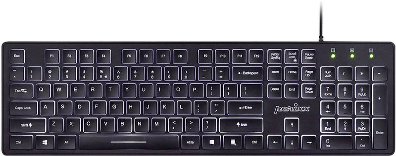 PERIXX Funk-Tastatur – Beleuchtet, deutsches Layout