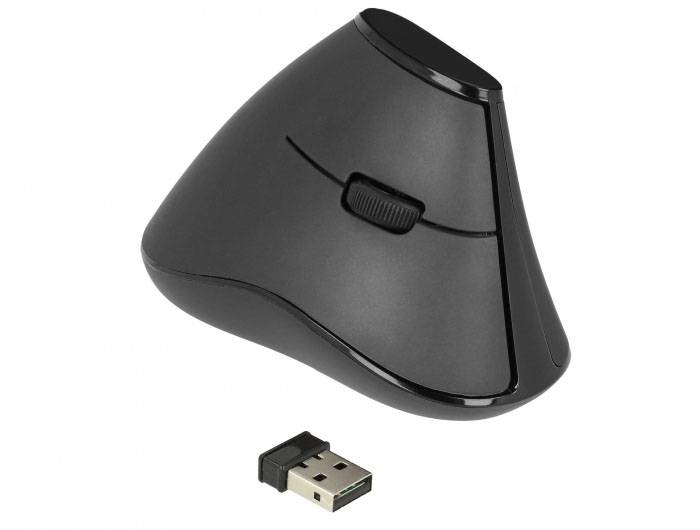 DELOCK Vertikale Maus – Ergonomisch, Kabellos für Rechtshänder