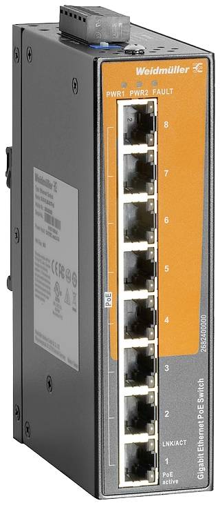 Weidmüller Netzwerk-Switch – 8 Ports, PoE-Unterstützung