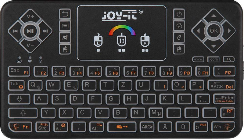 JOY-IT Mini Wireless Tastatur – RGB Licht, Touchpad