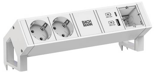 Bachmann Steckdosenleiste – 2 Steckdosen, USB A/C, kompakt