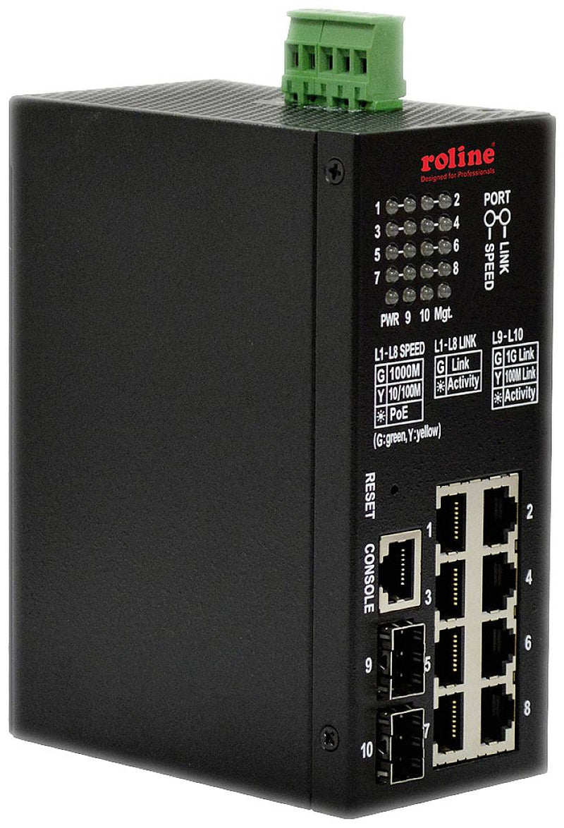 ROLINE Gigabit Switch – 10 Ports, PoE+ für einfache Netzwerke