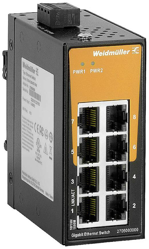 Weidmüller Ethernet Switch – 8 Ports, kompakte Bauweise