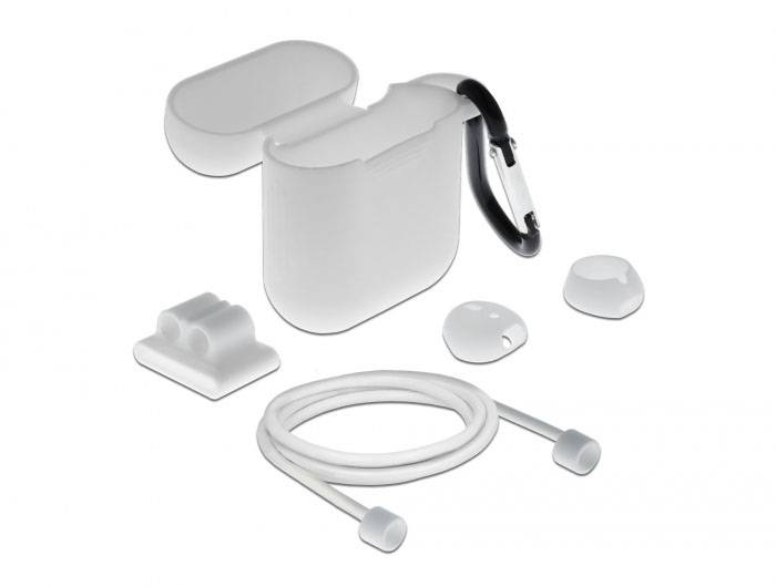 DELOCK Zubehörset für AirPods – Schutztasche, Ohrenstöpsel
