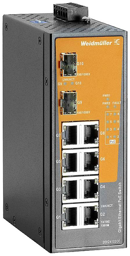 Weidmüller Ethernet Switch – 10 Ports, PoE-fähig