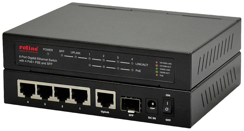ROLINE Gigabit Switch – 5 Ports, PoE+ Unterstützung