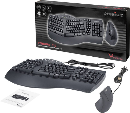 PERIXX Tastatur-Maus-Set – Ergonomisch, USB-Anschluss