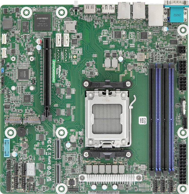 ASROCK Micro-ATX Motherboard – AMD EPYC, 2x Gigabit LAN