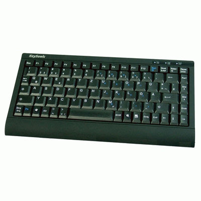 KeySonic Kompakte Tastatur – USB & PS/2, Blaue LEDs