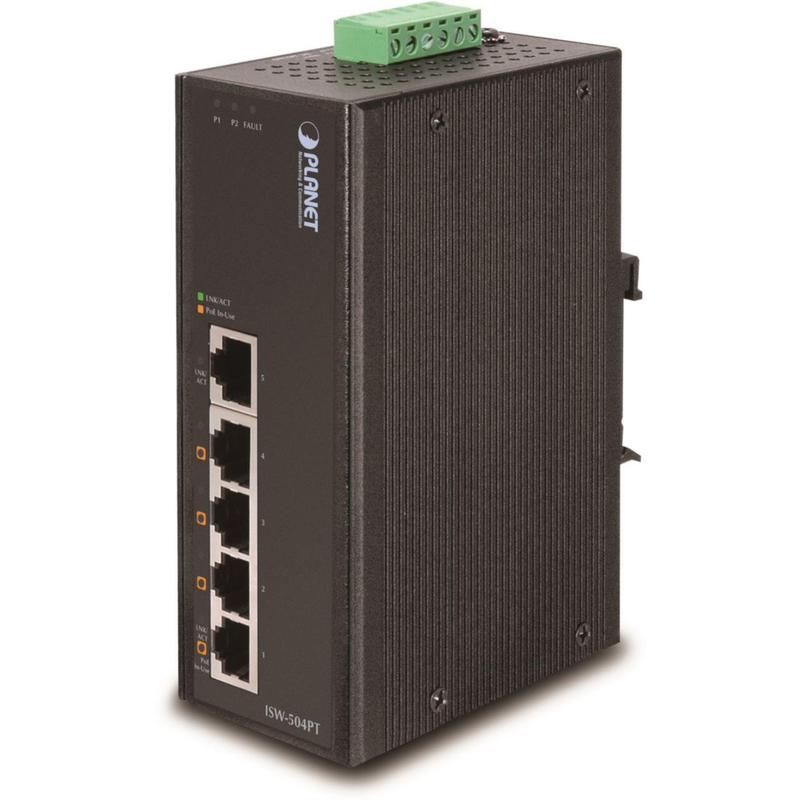 Planet Industrial Ethernet Switch – 5 Ports, PoE für einfache Montage