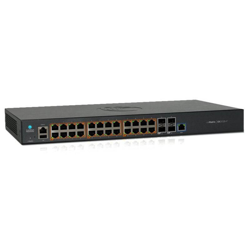 Cambium Networks PoE Switch – 24 Gigabit-Ports, 4 Glasfaseranschlüsse
